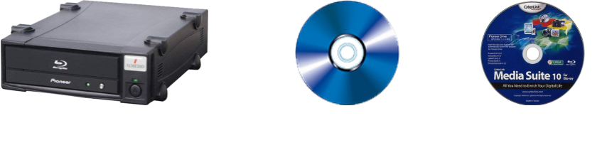 長期保存用ドライブ＋BD-Rディスク10枚(5mm Pケース入)＋ライディングソフト